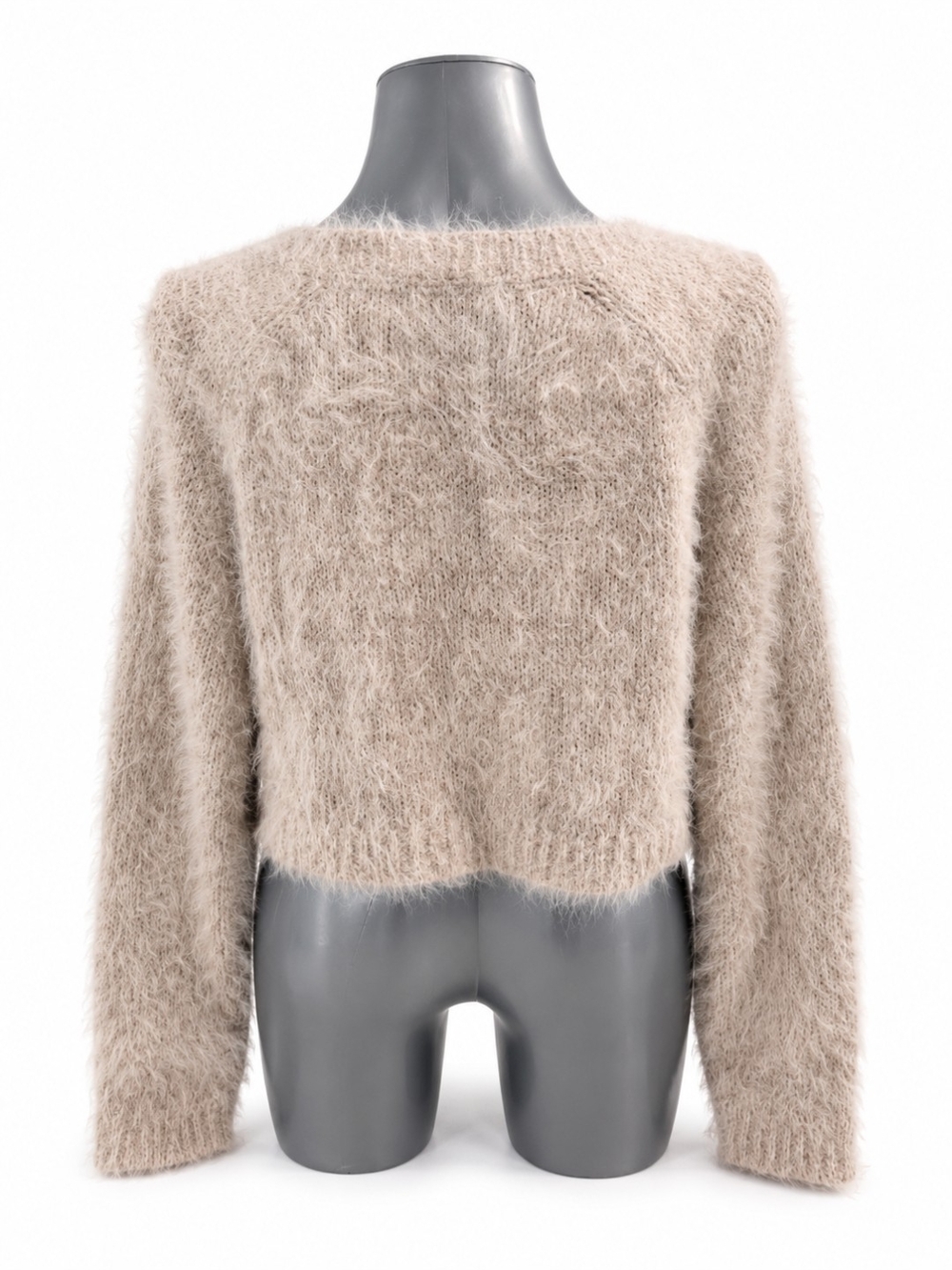 Anthropologie Cream Fuzzy V-Neck Button Cardigan - Picture 4 of 6